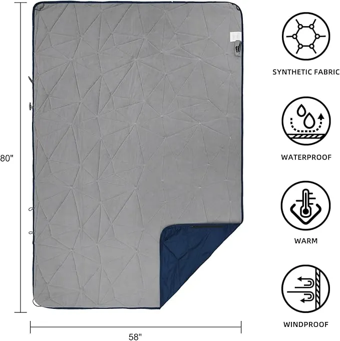 Outdoor Waterproof Blanket, Foldable Fleece Stadium Blanket for Outdoor Sports Event,Camping,Concerts, Car,Pet,Picnics -Windproof, Wearable,Machine Washable 80"x58"