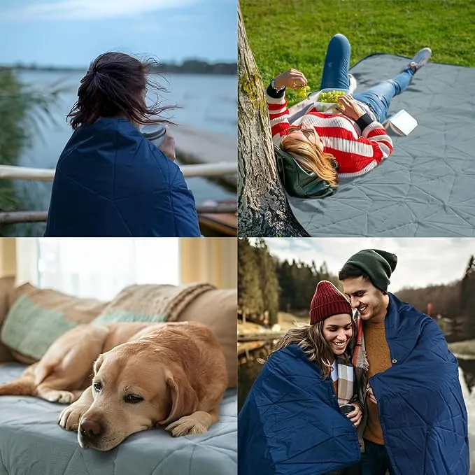 Outdoor Waterproof Blanket, Foldable Fleece Stadium Blanket for Outdoor Sports Event,Camping,Concerts, Car,Pet,Picnics -Windproof, Wearable,Machine Washable 80"x58"