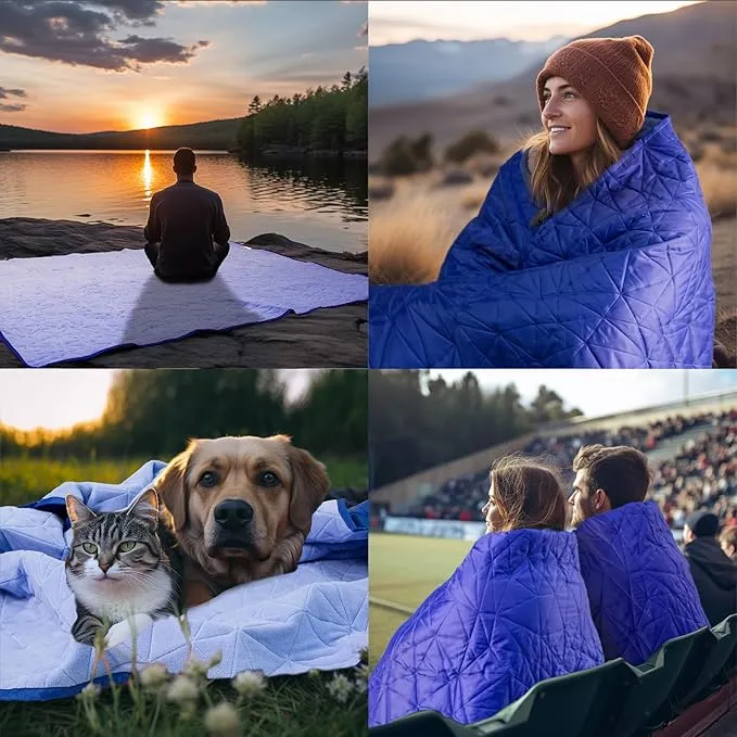 Outdoor Waterproof Blanket, Foldable Fleece Stadium Blanket for Outdoor Sports Event,Camping,Concerts, Car,Pet,Picnics -Windproof, Wearable,Machine Washable 80"x58"