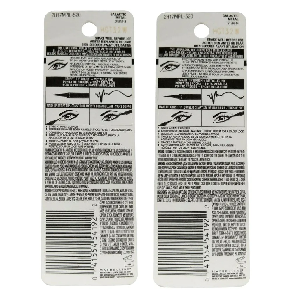 Pack of 2 Maybelline New York Master Precise Ink Metallic Liquid Liner, Galactic Metal # 520