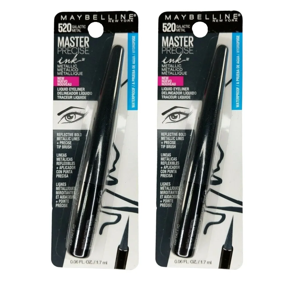 Pack of 2 Maybelline New York Master Precise Ink Metallic Liquid Liner, Galactic Metal # 520