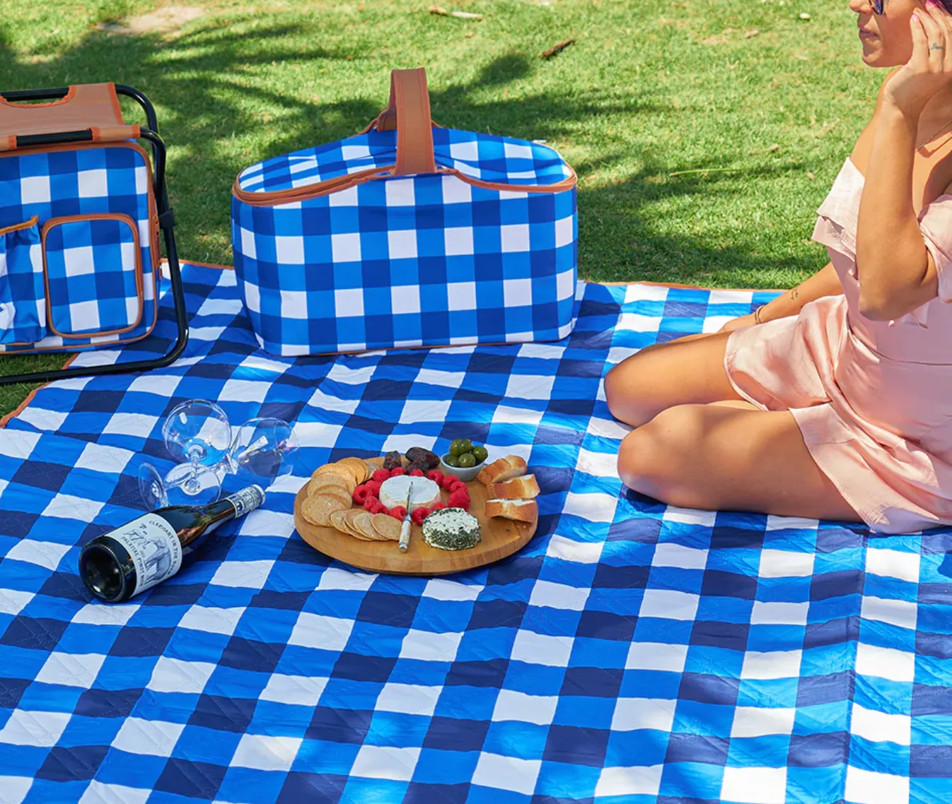 Picnic Mat - Cobalt Check