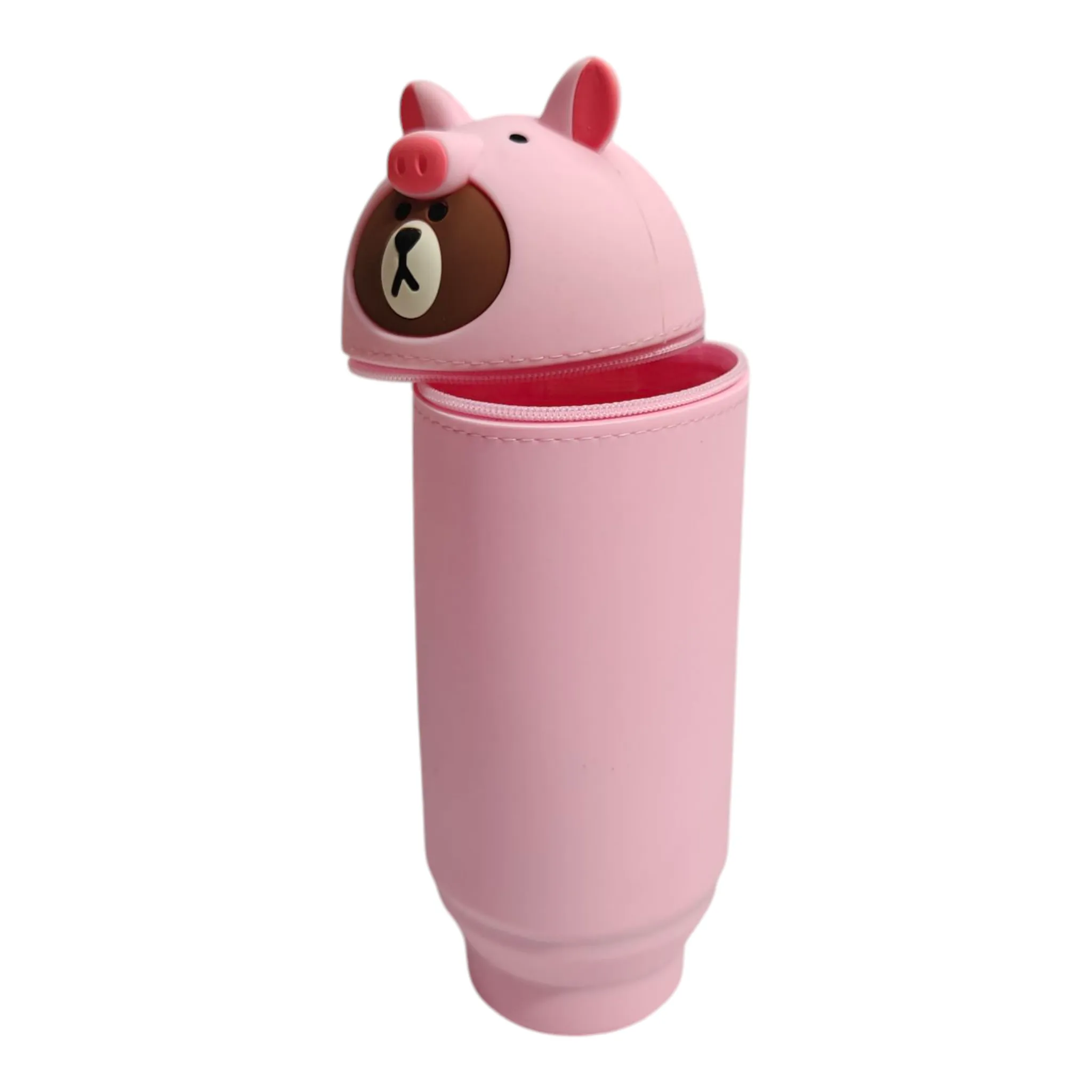 PIG FACE SILICONE PENCIL POUCH - LIGHT PINK
