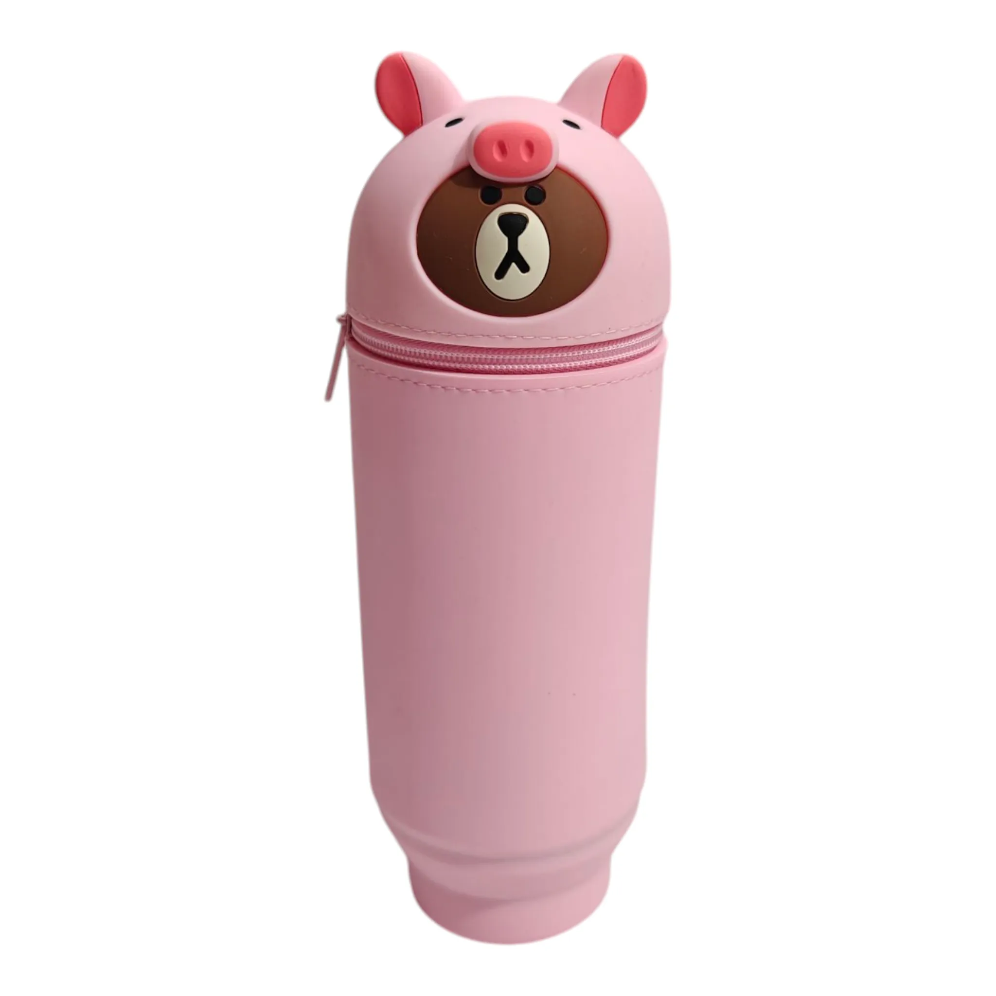 PIG FACE SILICONE PENCIL POUCH - LIGHT PINK