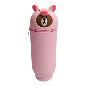 PIG FACE SILICONE PENCIL POUCH - LIGHT PINK