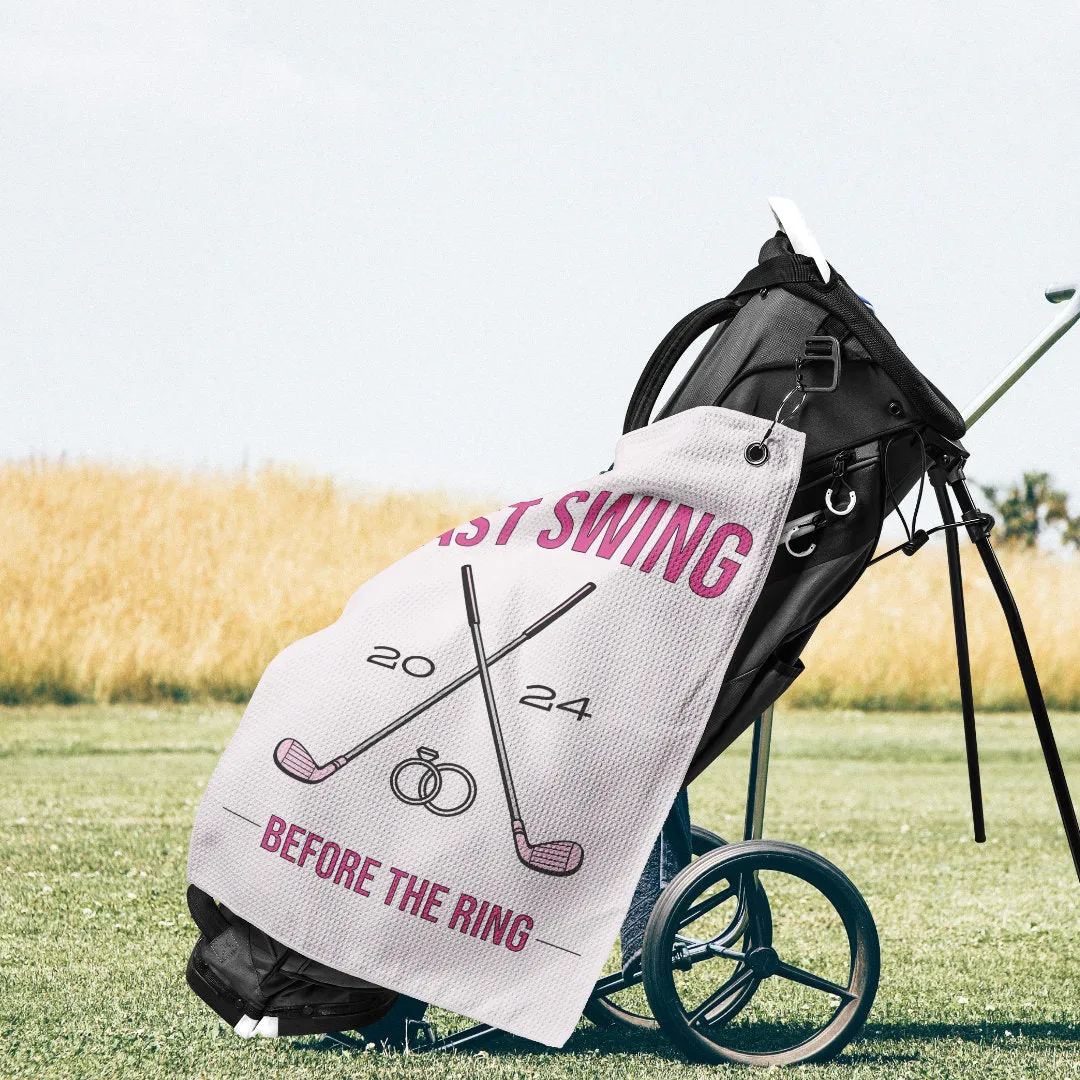 Pink Last Swing Before the Ring Golf Towel