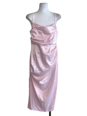 Pink Satin Empire Dress
