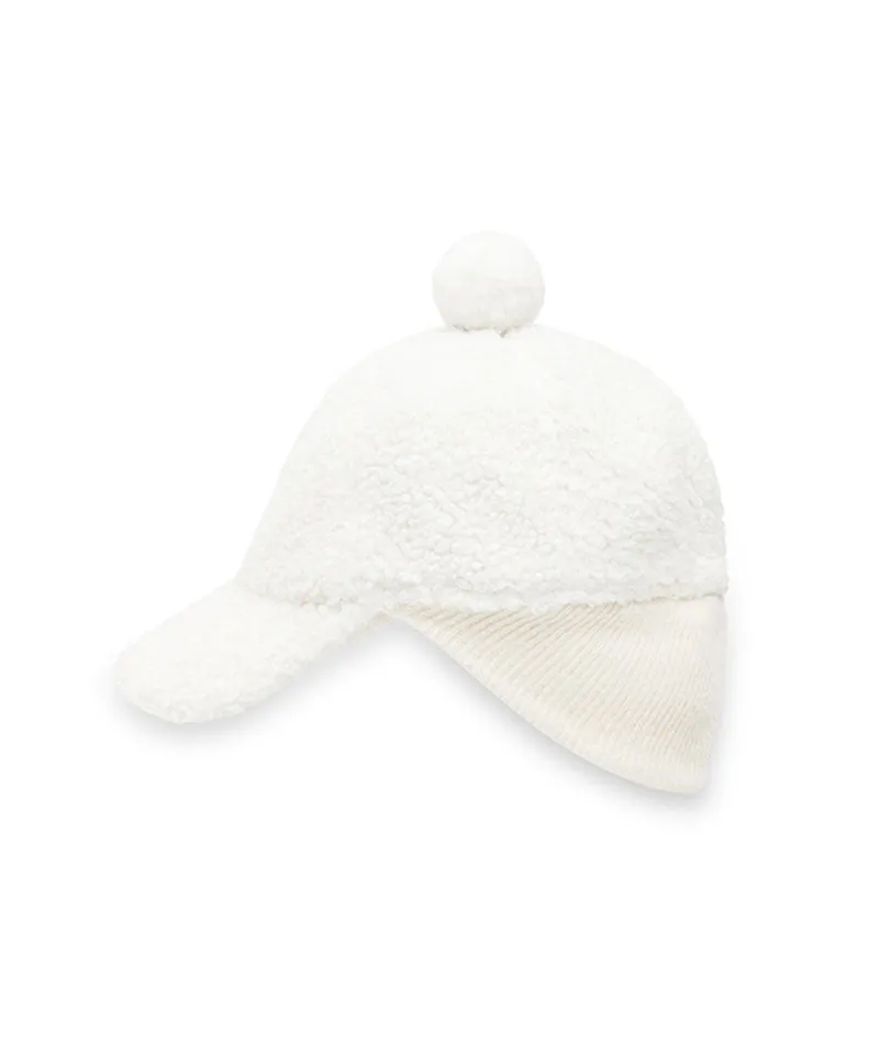 PIV'VEE Earflap Shearling Cap - Cloud White