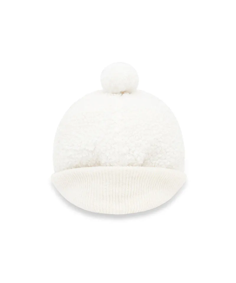 PIV'VEE Earflap Shearling Cap - Cloud White