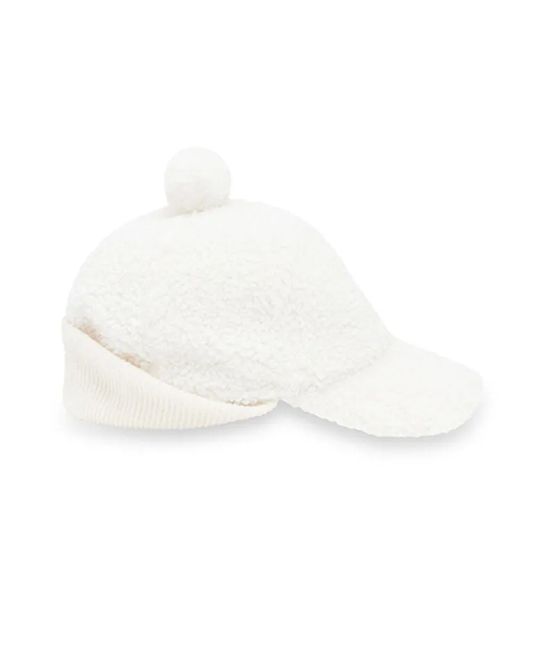 PIV'VEE Earflap Shearling Cap - Cloud White
