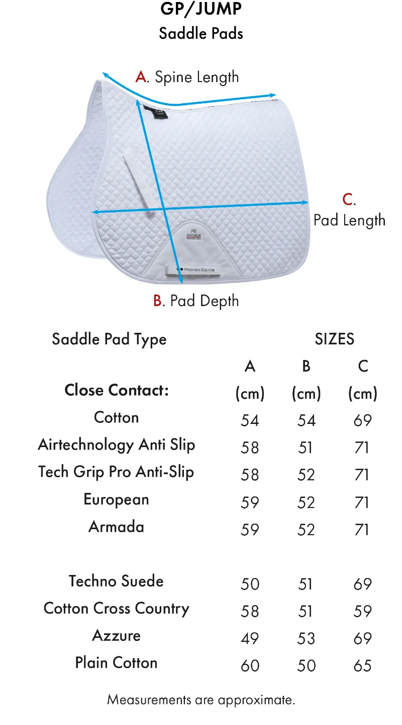 Premier Equine Close Contact Cotton GP/Jump Saddle Pad (3027)
