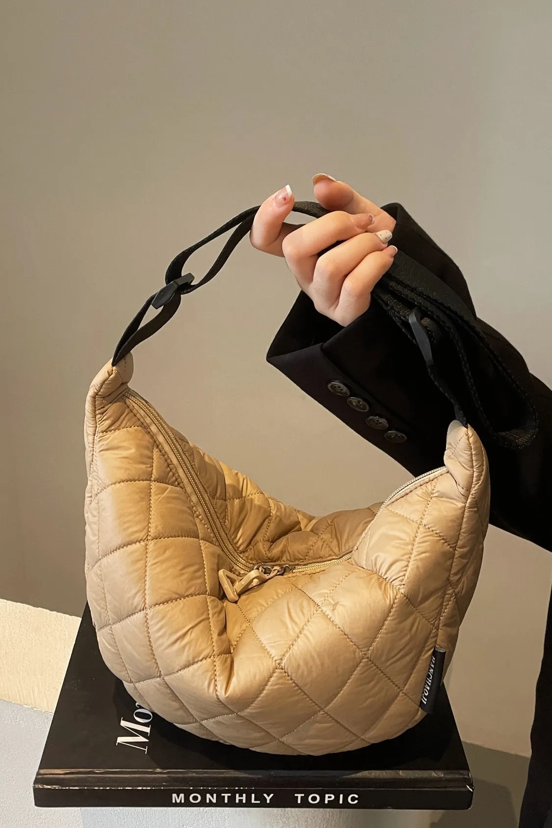 Quilted Adjustable Strap Crossbody Bag | Durable Polyester | Medium Size Purse for Daily Essentials