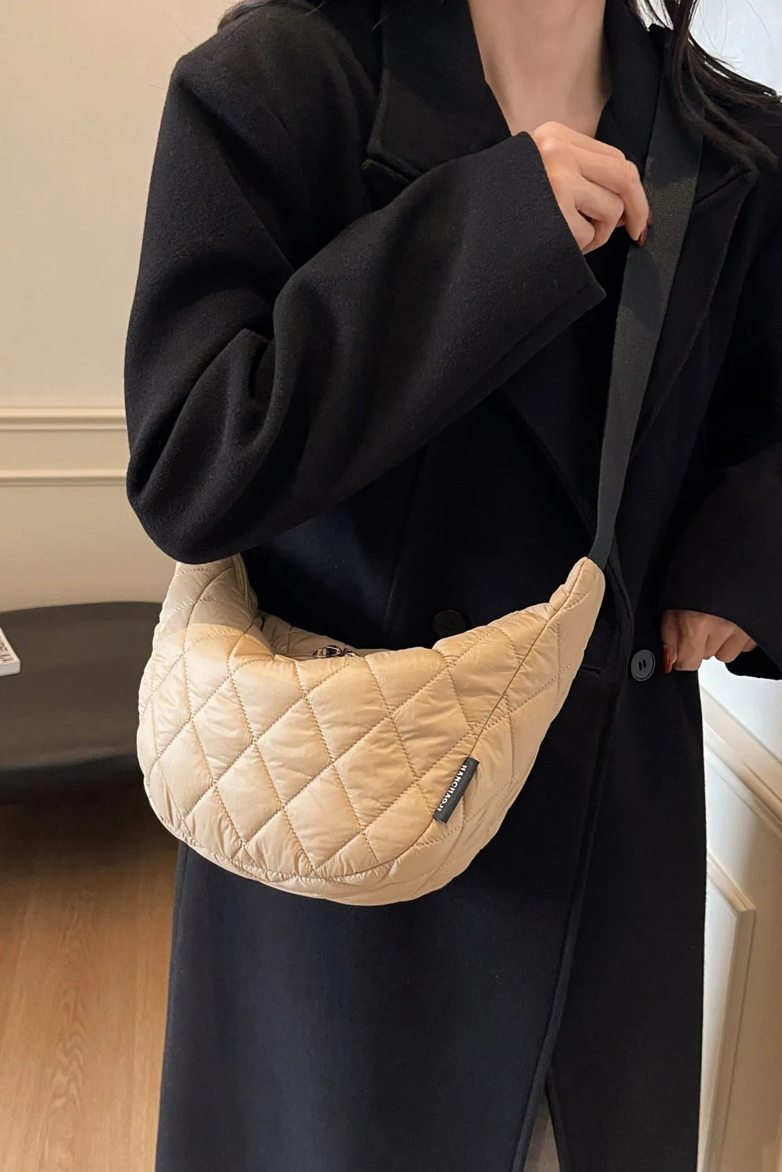 Quilted Adjustable Strap Crossbody Bag | Durable Polyester | Medium Size Purse for Daily Essentials