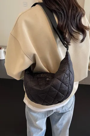 Quilted Adjustable Strap Crossbody Bag | Durable Polyester | Medium Size Purse for Daily Essentials