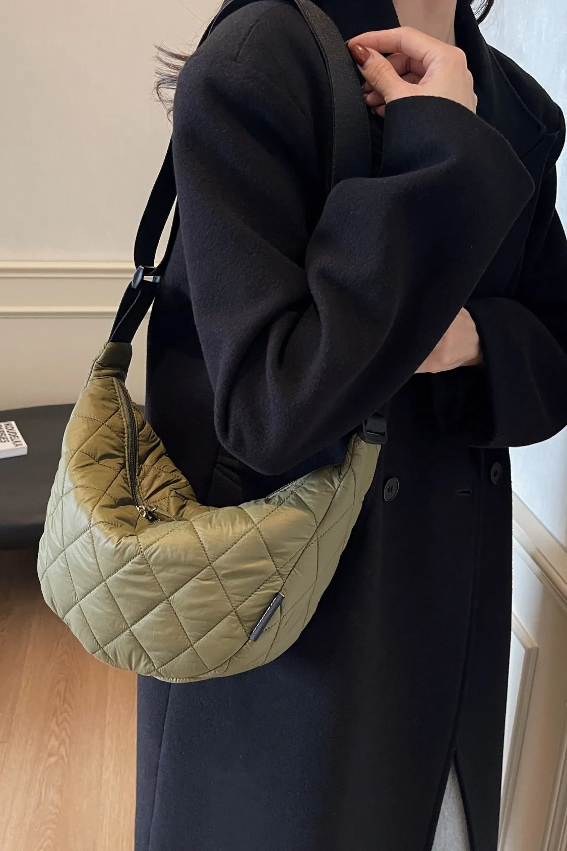 Quilted Adjustable Strap Crossbody Bag | Durable Polyester | Medium Size Purse for Daily Essentials