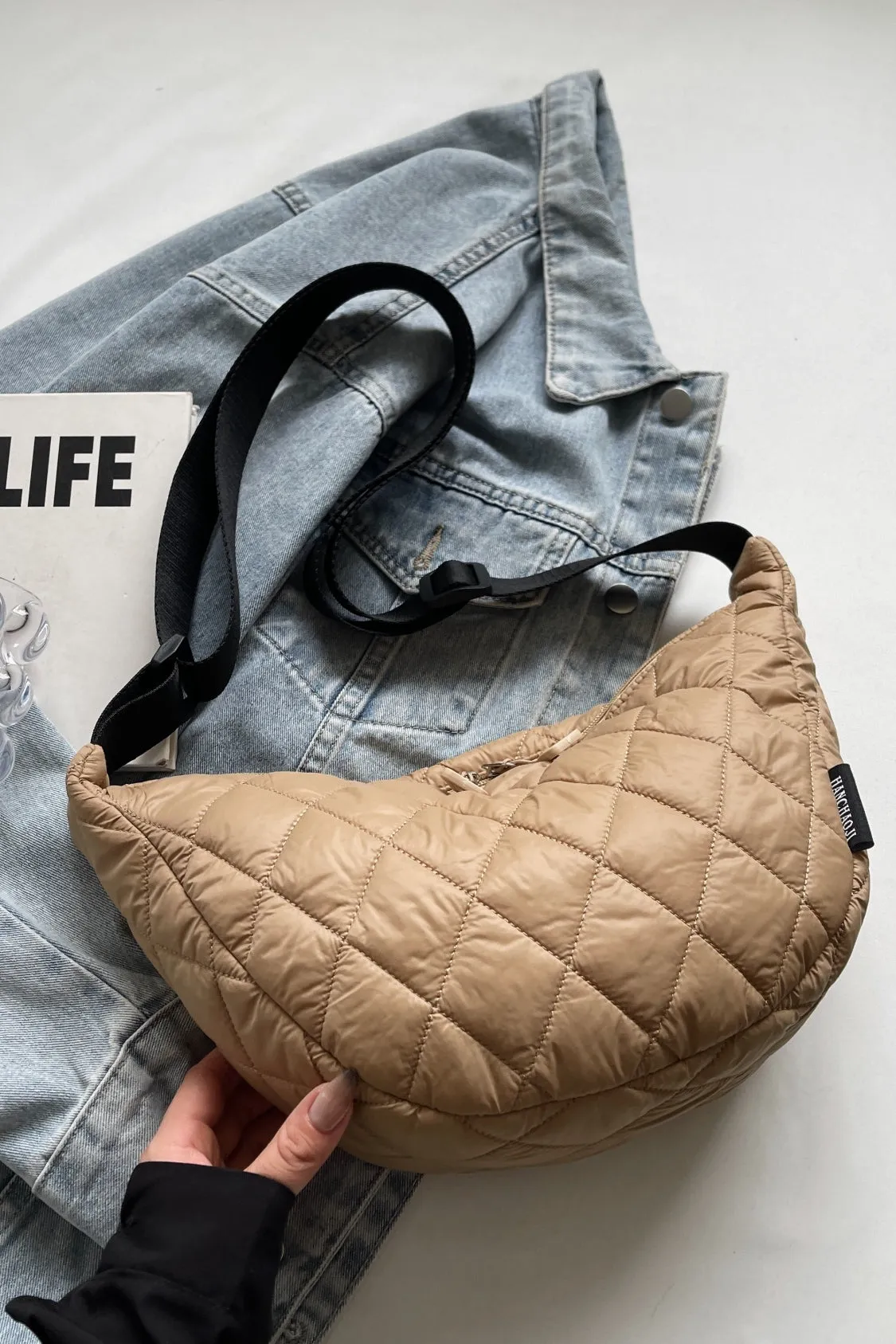 Quilted Adjustable Strap Crossbody Bag | Durable Polyester | Medium Size Purse for Daily Essentials