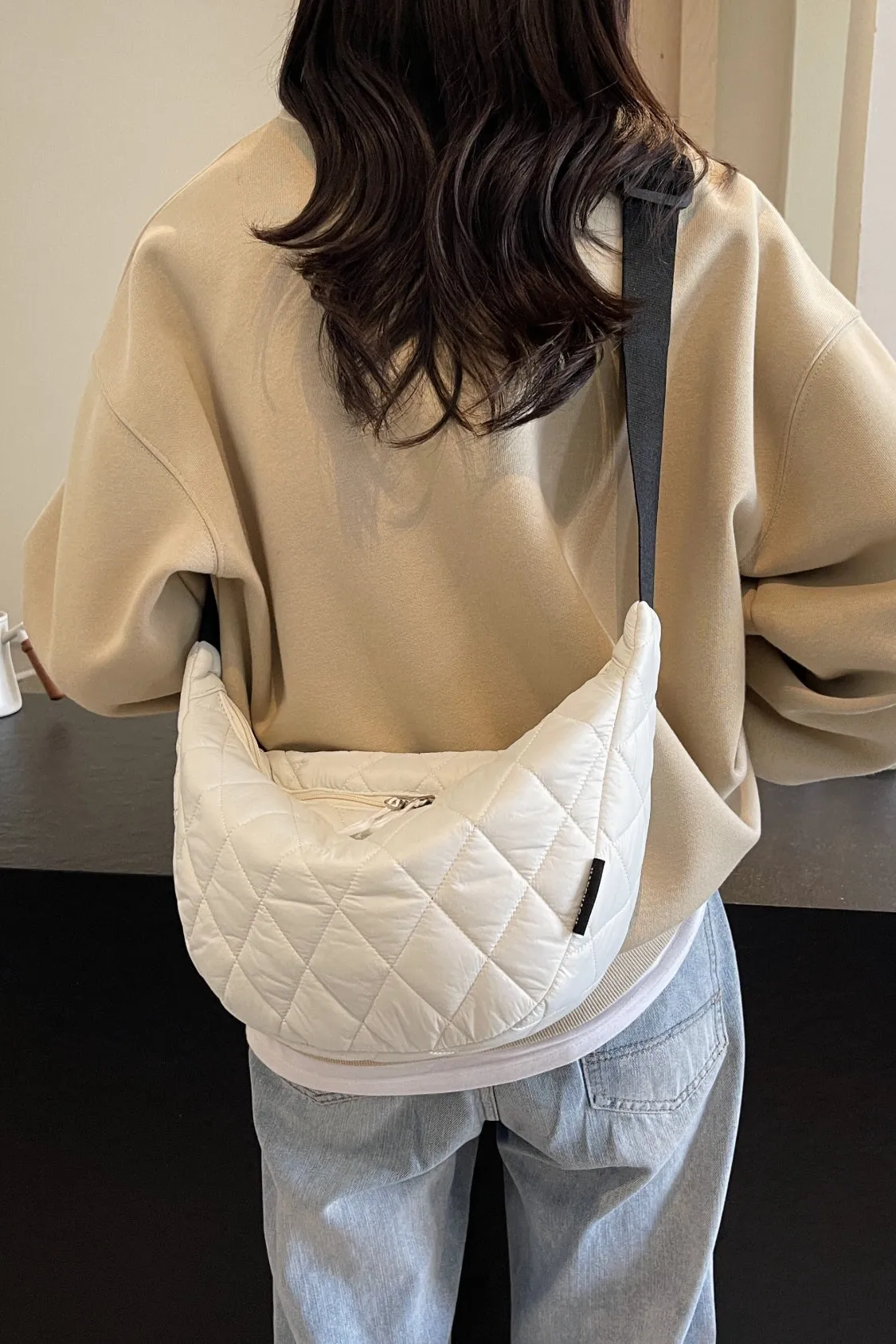 Quilted Adjustable Strap Crossbody Bag | Durable Polyester | Medium Size Purse for Daily Essentials
