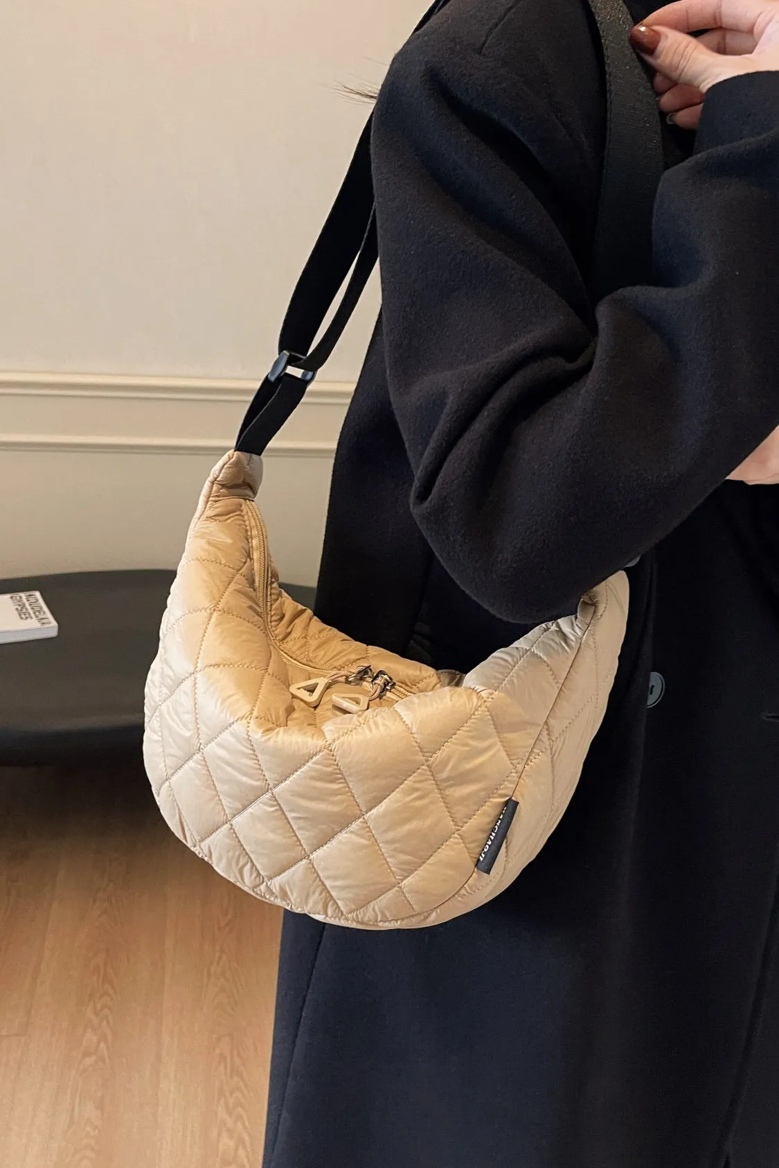 Quilted Adjustable Strap Crossbody Bag | Durable Polyester | Medium Size Purse for Daily Essentials