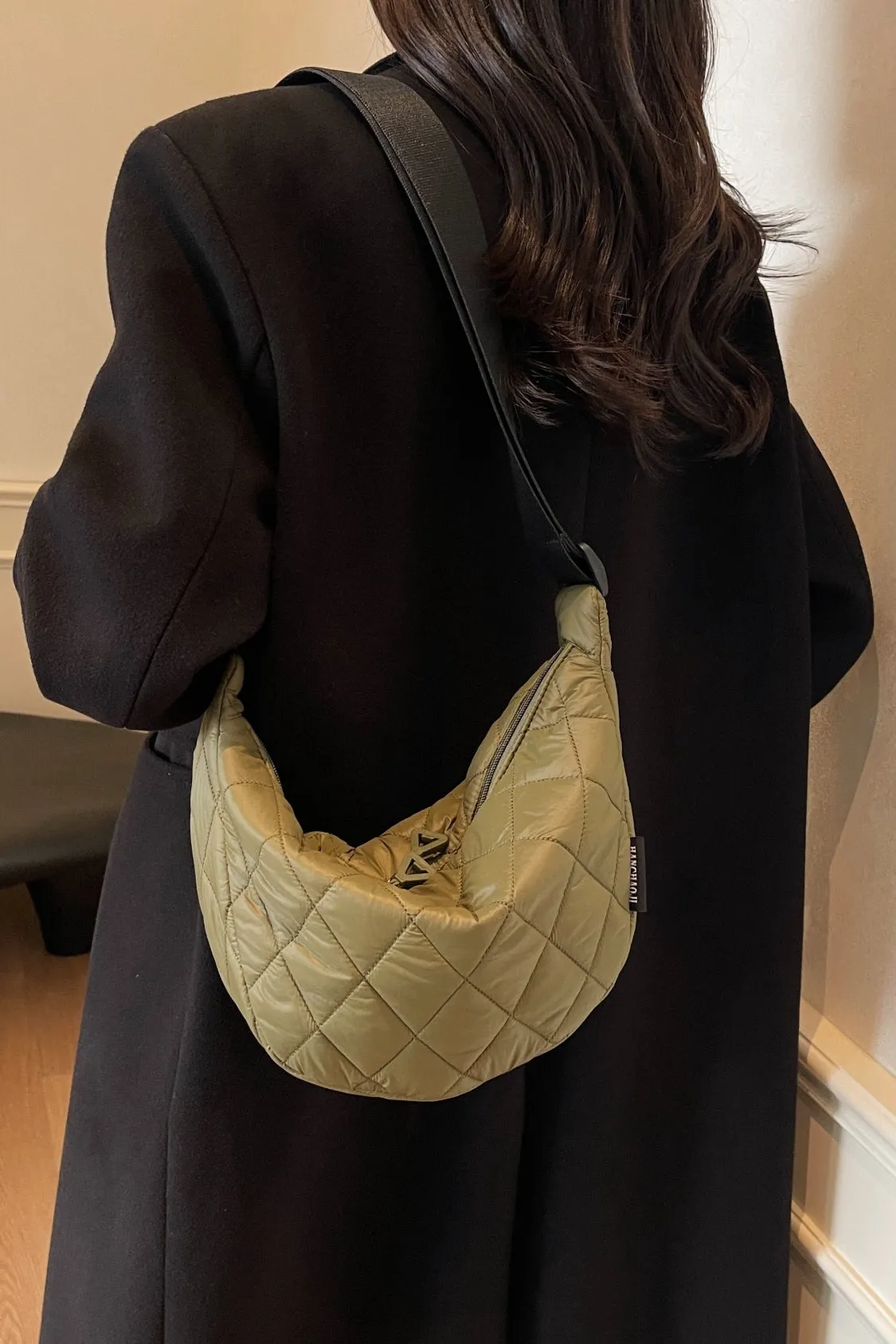 Quilted Adjustable Strap Crossbody Bag | Durable Polyester | Medium Size Purse for Daily Essentials