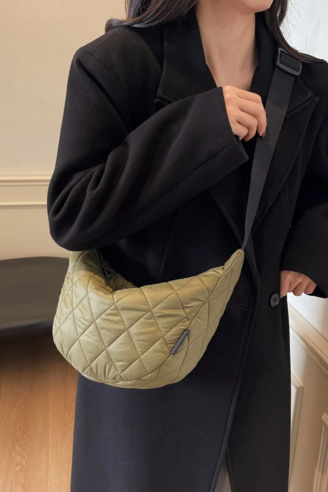 Quilted Adjustable Strap Crossbody Bag | Durable Polyester | Medium Size Purse for Daily Essentials