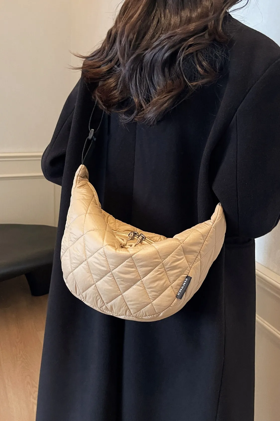 Quilted Adjustable Strap Crossbody Bag | Durable Polyester | Medium Size Purse for Daily Essentials