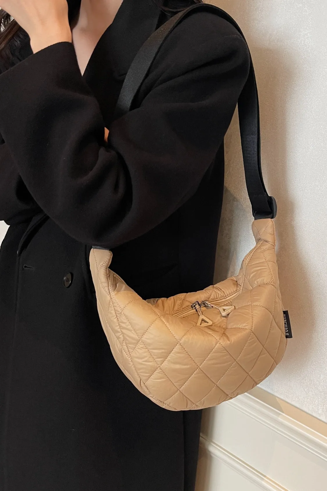Quilted Adjustable Strap Crossbody Bag | Durable Polyester | Medium Size Purse for Daily Essentials