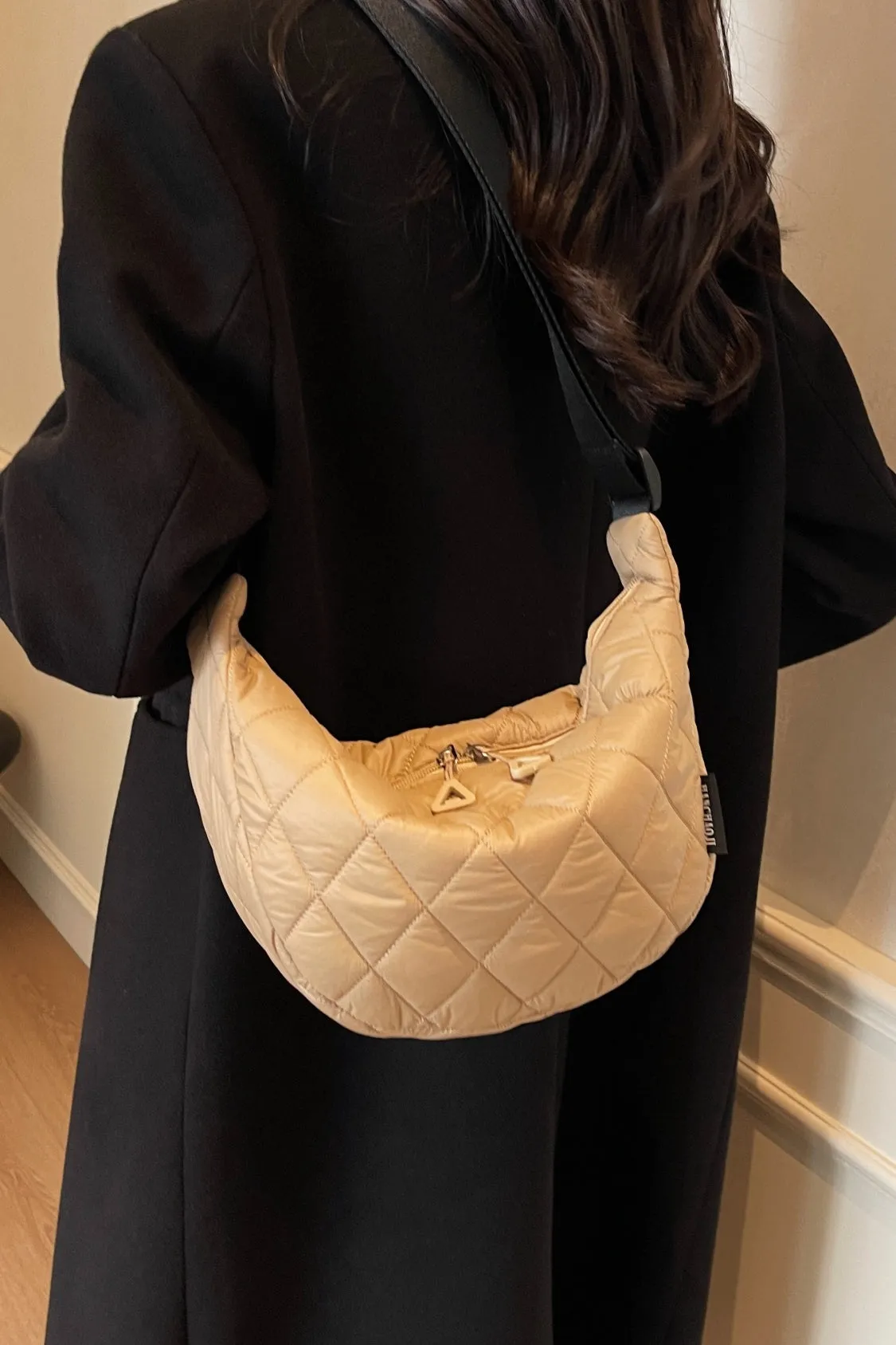 Quilted Adjustable Strap Crossbody Bag | Durable Polyester | Medium Size Purse for Daily Essentials