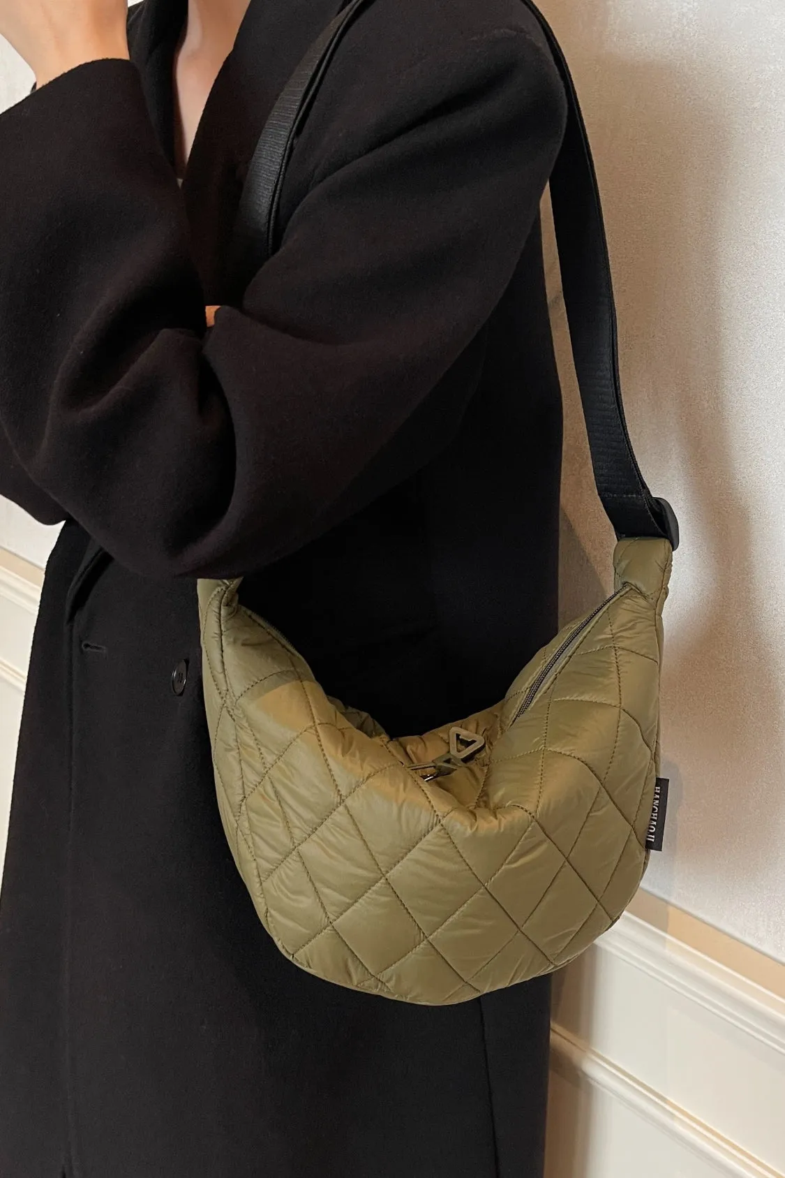 Quilted Adjustable Strap Crossbody Bag | Durable Polyester | Medium Size Purse for Daily Essentials