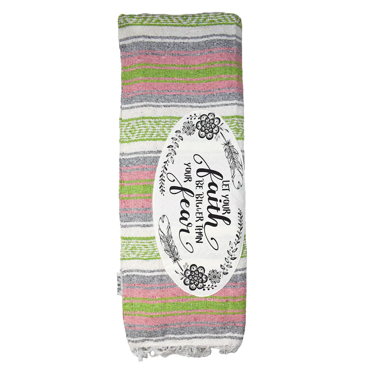 "Faith" - Lime/Grey Throw - Falza Mexican Blanket