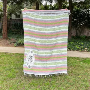 "Faith" - Lime/Grey Throw - Falza Mexican Blanket