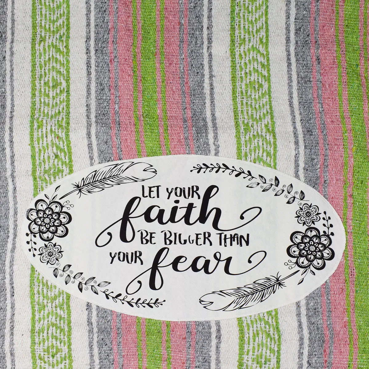"Faith" - Lime/Grey Throw - Falza Mexican Blanket