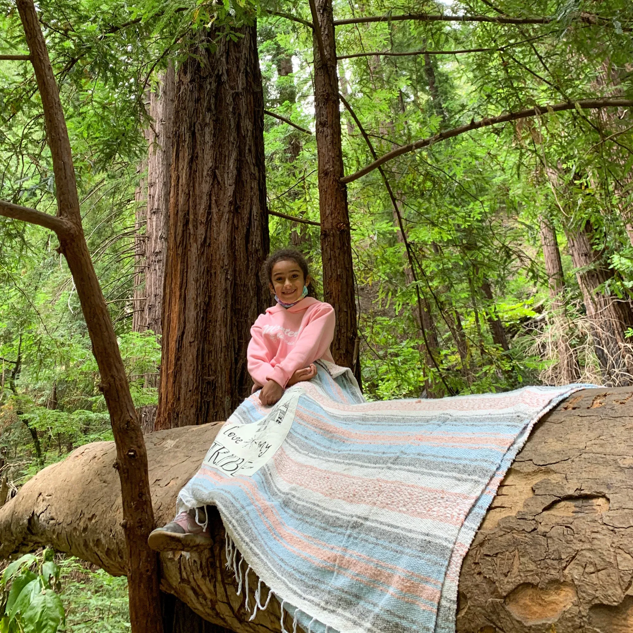 "Love My Tribe" - Coral / Blue Throw - Falza Mexican Blanket