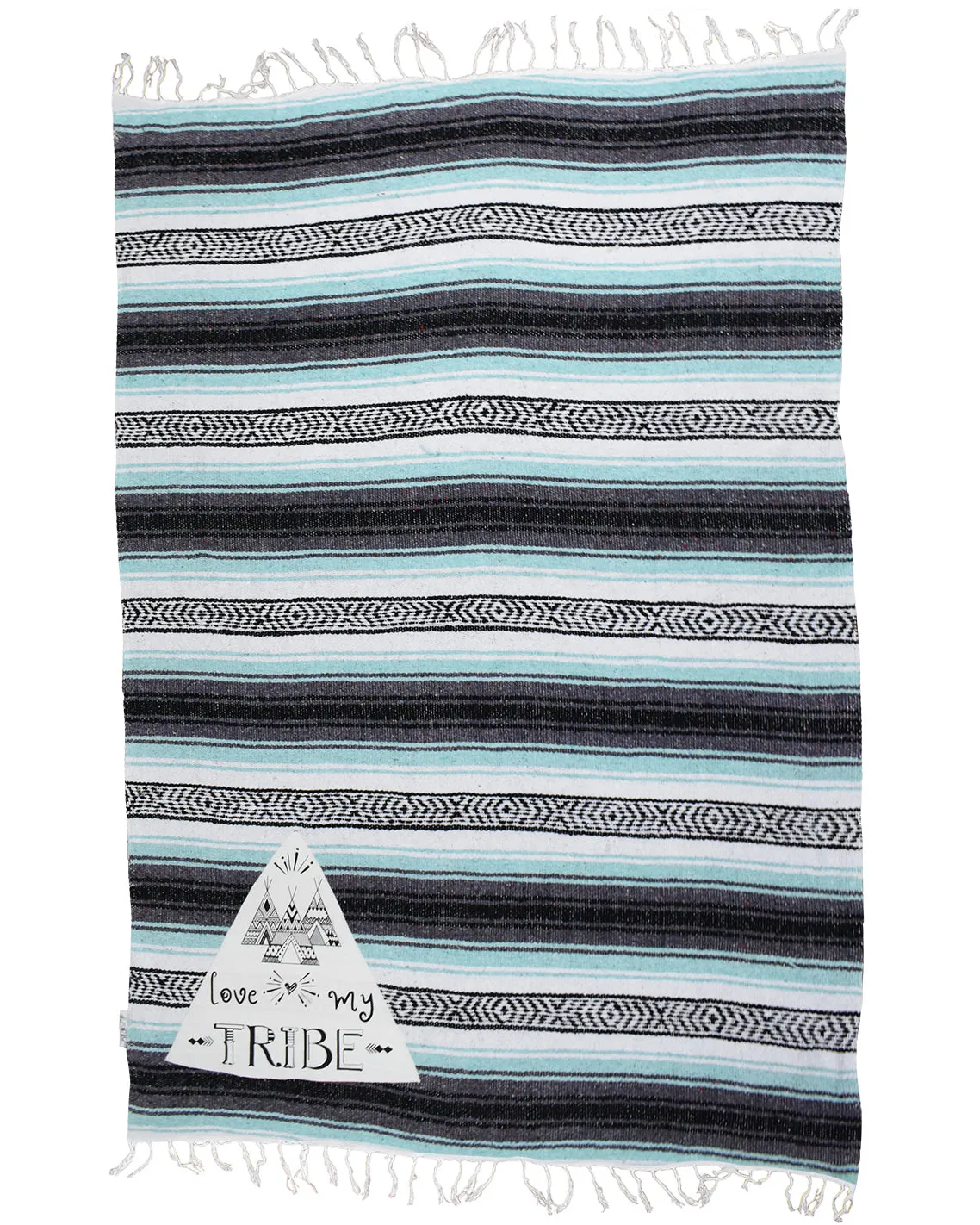"Love My Tribe" - Mint Throw - Falza Mexican Blanket - Wholesale