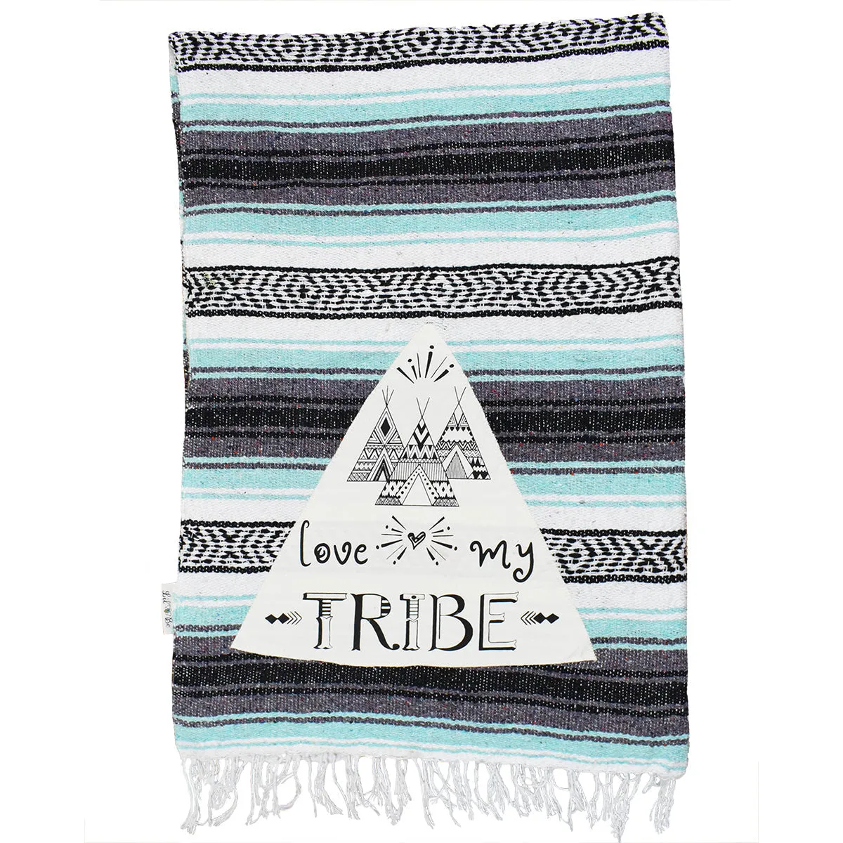 "Love My Tribe" - Mint Throw - Falza Mexican Blanket - Wholesale