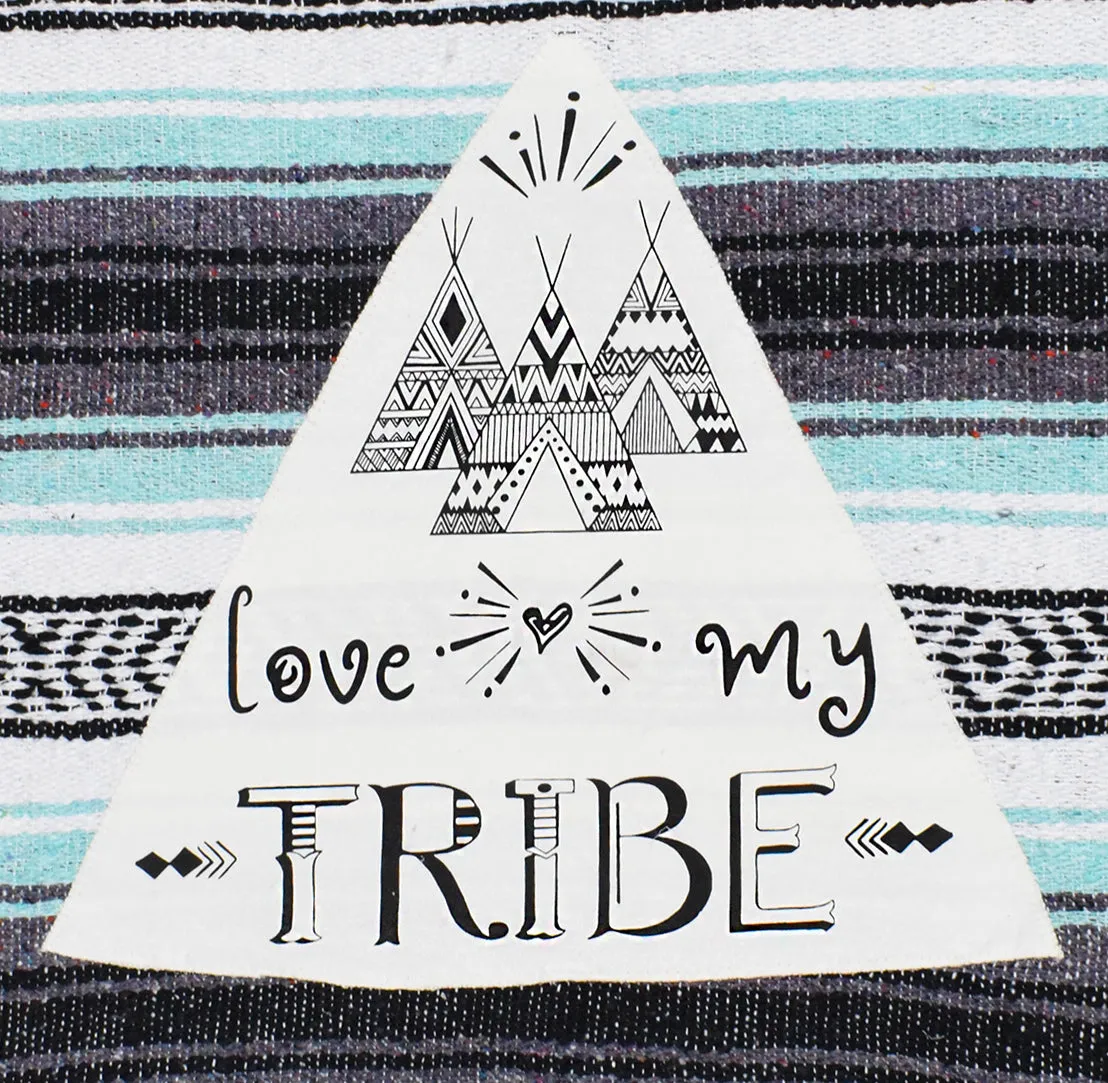 "Love My Tribe" - Mint Throw - Falza Mexican Blanket - Wholesale