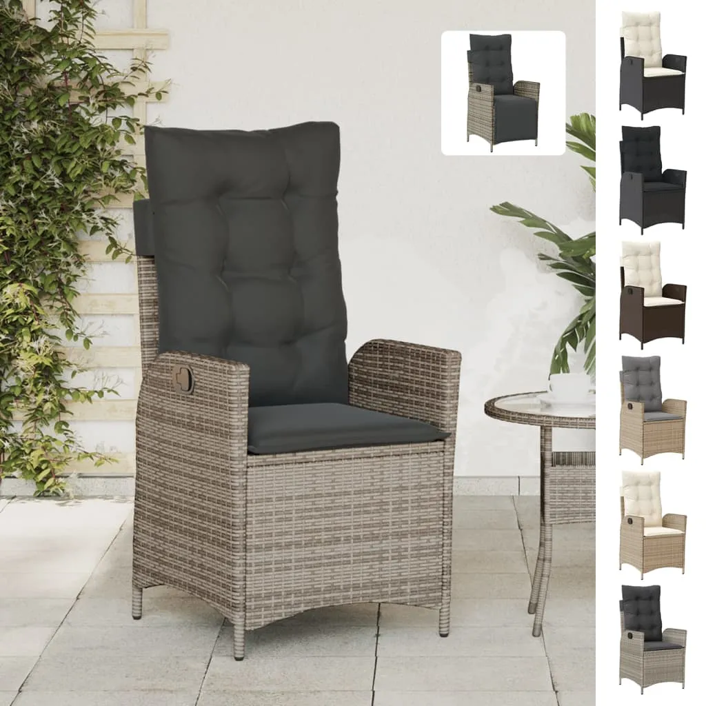 Reclining Patio Chair with Footrest Beige Poly Rattan