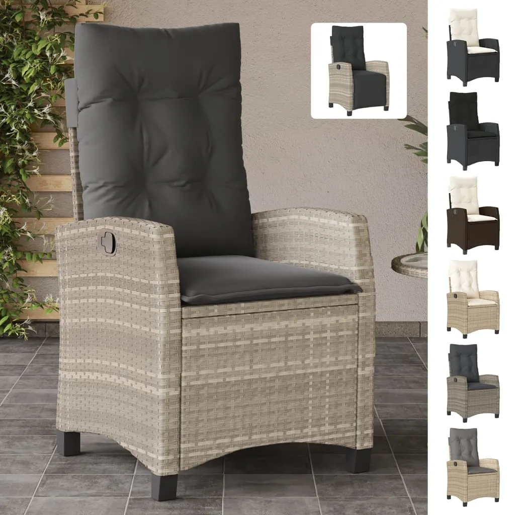Reclining Patio Chairs 2 pcs with Cushions Beige Poly Rattan