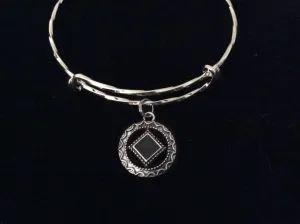 Recovery Narcotics Anonymous Expandable Charm Bracelet Twisted Silver Adjustable Bangle Inspirational Meaningful Recovery Gift