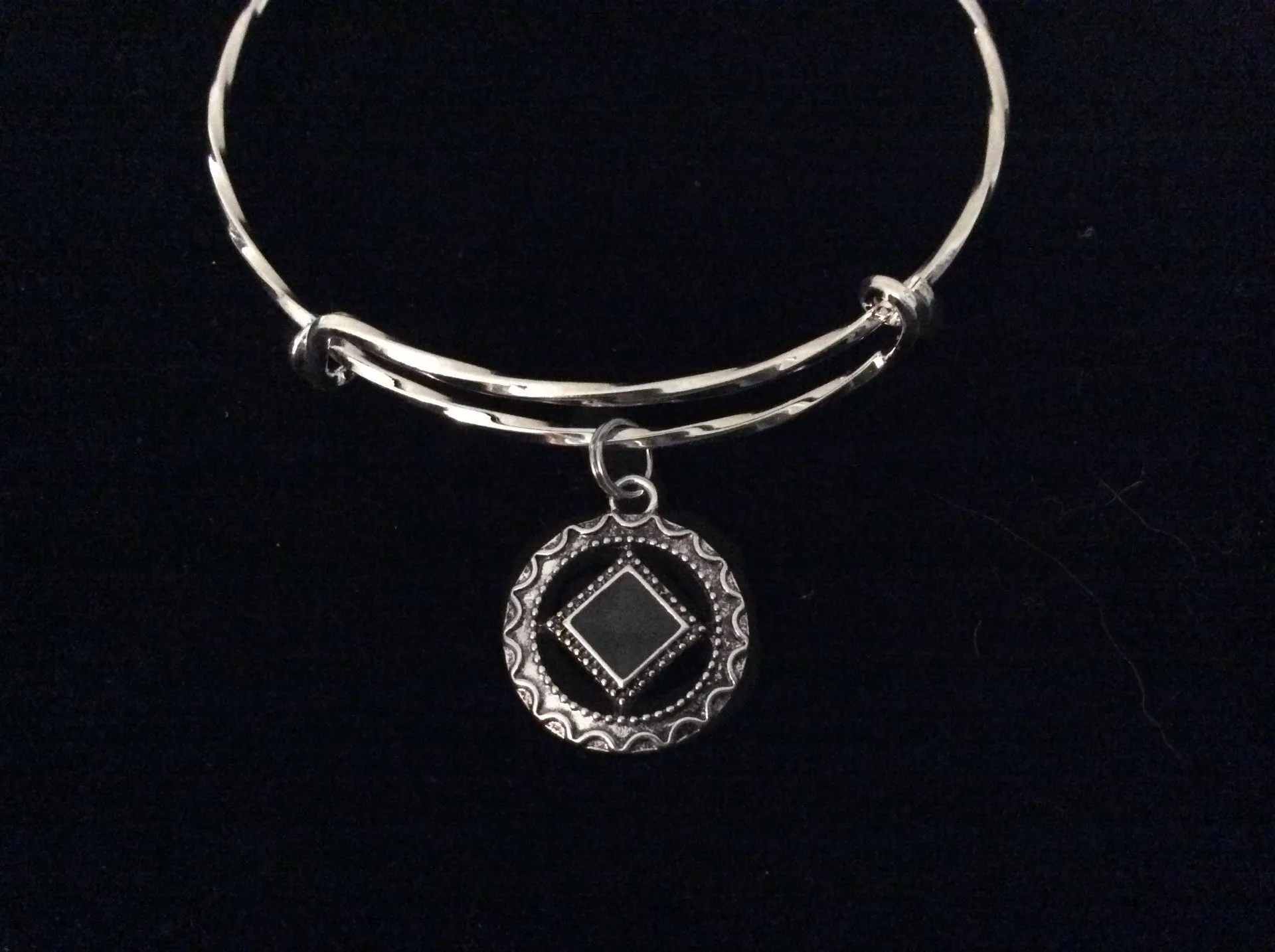 Recovery Narcotics Anonymous Expandable Charm Bracelet Twisted Silver Adjustable Bangle Inspirational Meaningful Recovery Gift