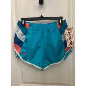 REEBOK Sport Women's Vintage L Athletic Shorts Teal Orange Built in Briefs NWT