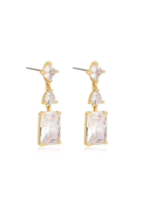 REFLECTIVE CRYSTAL DANGLE EARRING