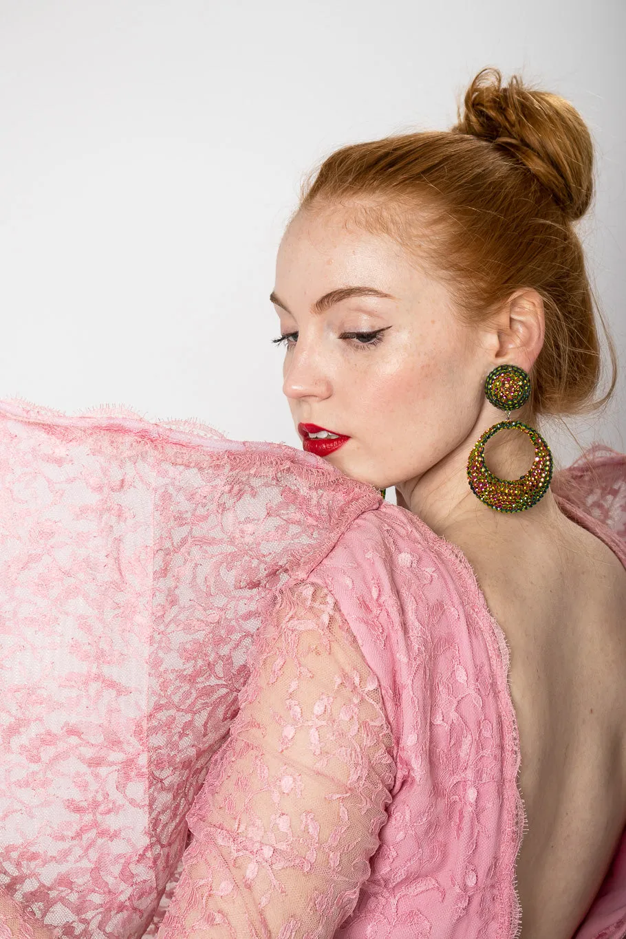 Reflective Hoop Drop Earrings