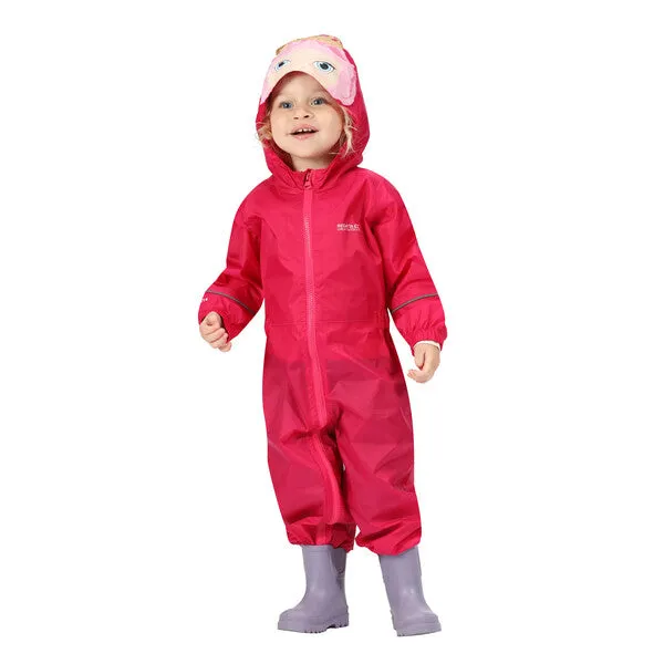 Regatta Girl's Charco Breathable Waterproof Puddle Suit | Pink Fusion Princess