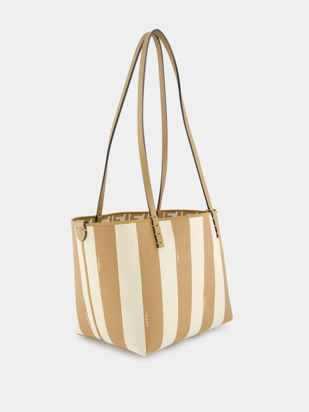 Reversible Pequin and Beige FF Small Shopper