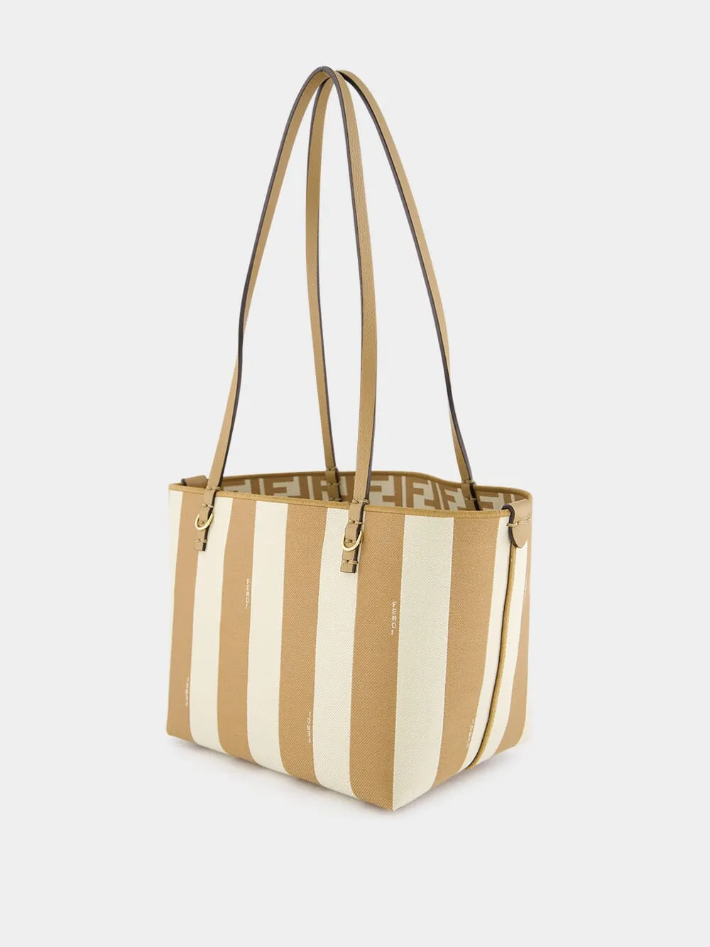 Reversible Pequin and Beige FF Small Shopper