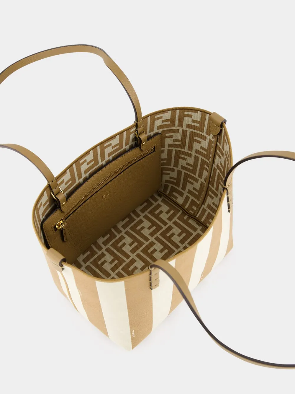 Reversible Pequin and Beige FF Small Shopper