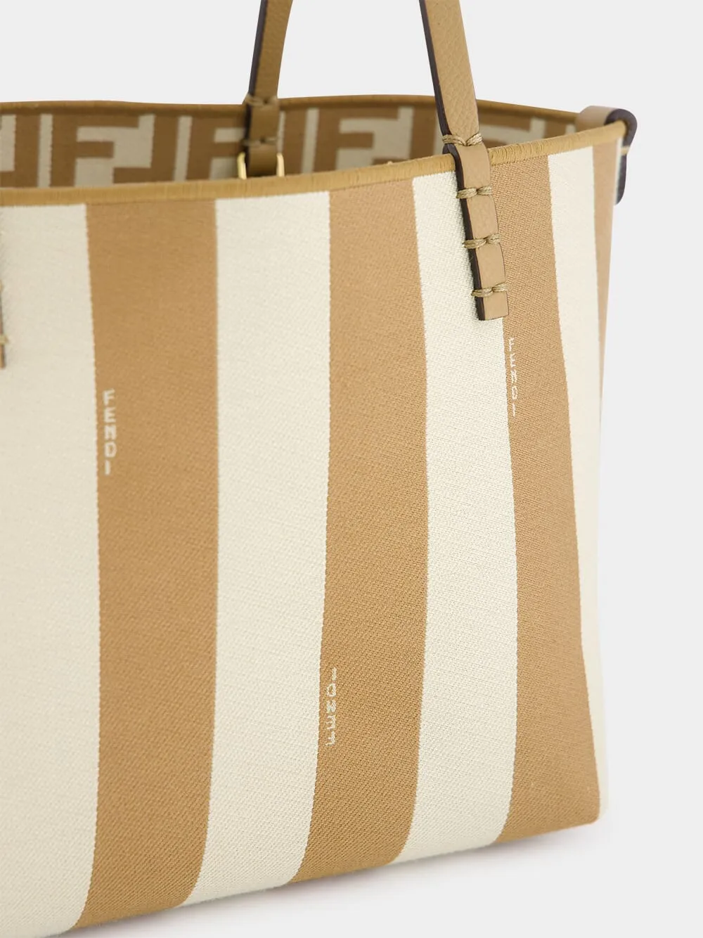 Reversible Pequin and Beige FF Small Shopper