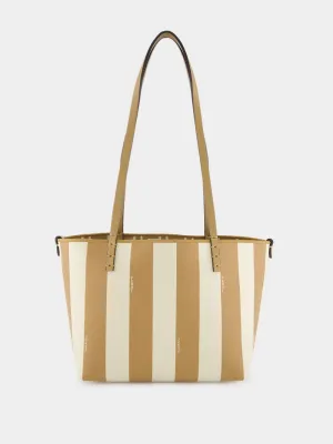 Reversible Pequin and Beige FF Small Shopper