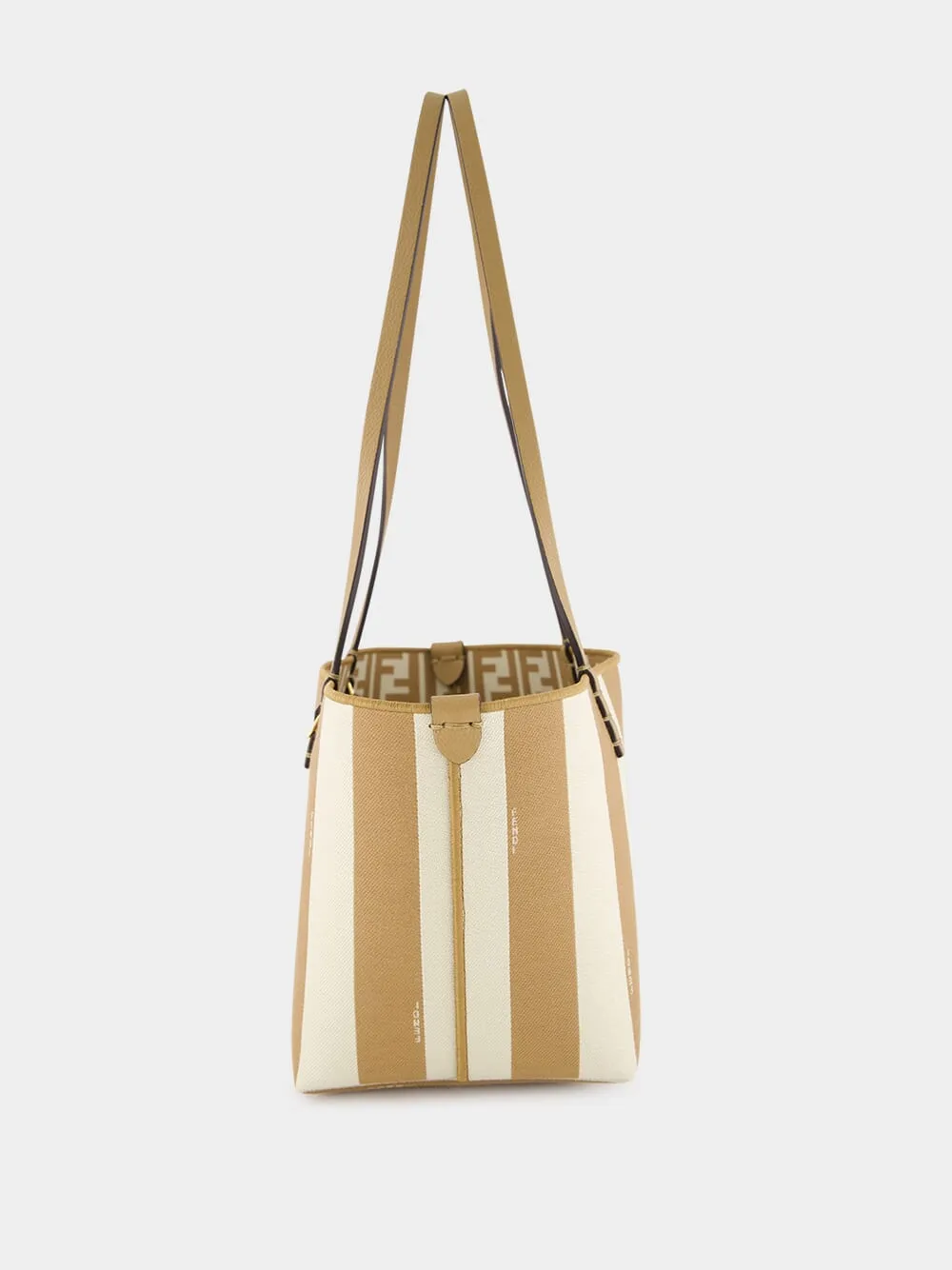 Reversible Pequin and Beige FF Small Shopper