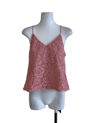 Rose Pink Lace Sleeveless Top